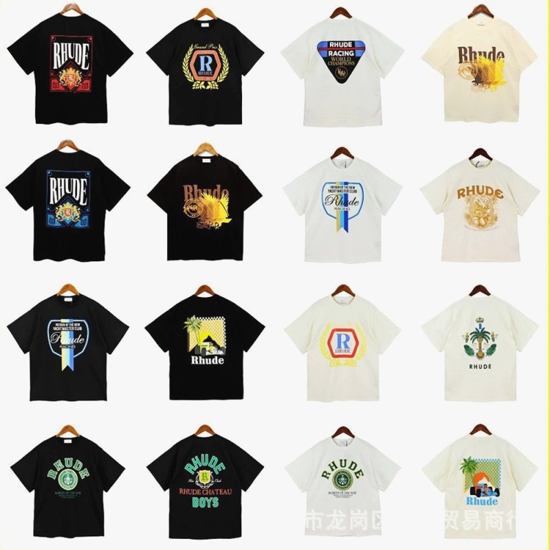 Rhude Trendy T-Shirts with Various Printed Designs Review: 240g Cotton, Boxy Cut, Four Colourways